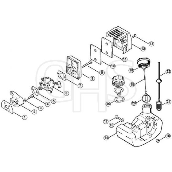 Genuine Stihl FS66 / D - Air filter, Fuel tank