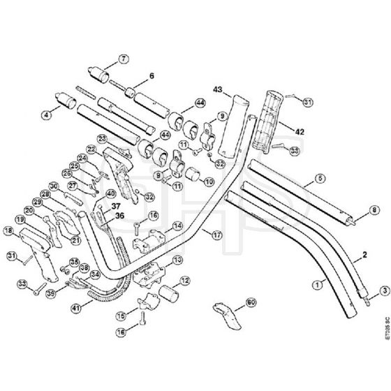 Genuine Stihl FS66 / G - Two-handed handle bar, Drive tube assembly