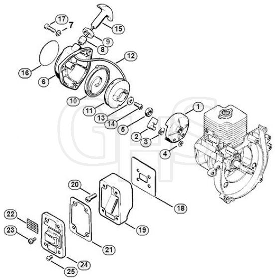 Genuine Stihl FS66 R / B - Rewind starter, Muffler