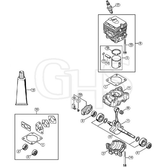 Genuine Stihl FS70 C-E / A - Crankcase, Cylinder