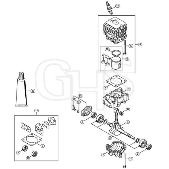 Genuine Stihl FS70 RC-E / A - Crankcase, Cylinder