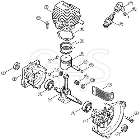 Genuine Stihl FS72 / A - Crankcase, Cylinder