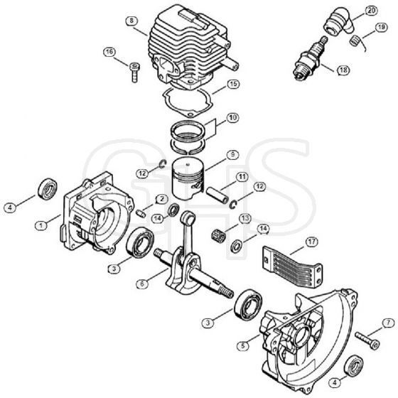 Genuine Stihl FS74 / A - Crankcase, Cylinder