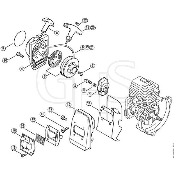 Genuine Stihl FS74 / B - Rewind starter, Muffler | GHS