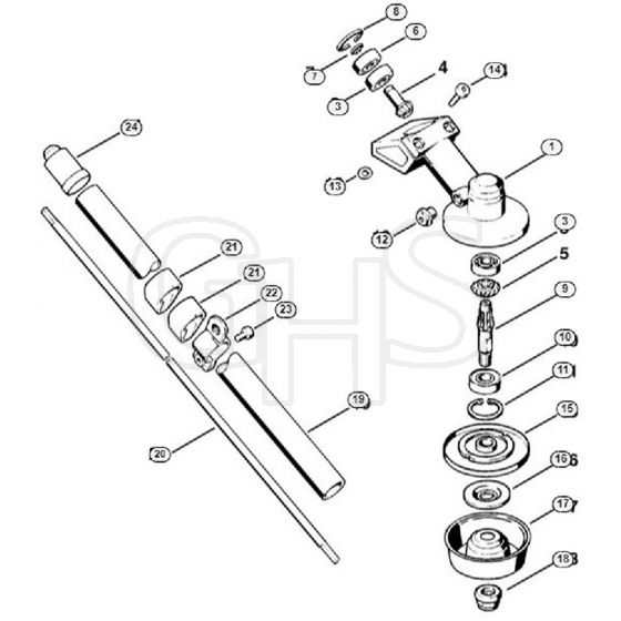 Genuine Stihl FS74 / O - FS 76: Gear head, Drive tube assembly