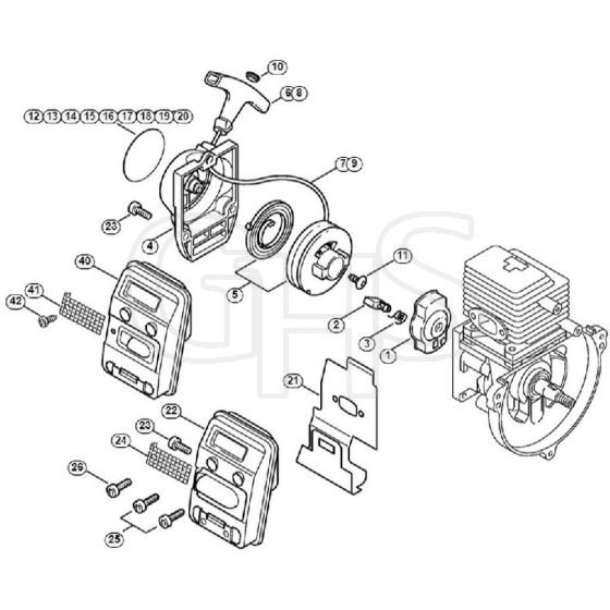 Genuine Stihl FS80 / B - Rewind starter, Muffler