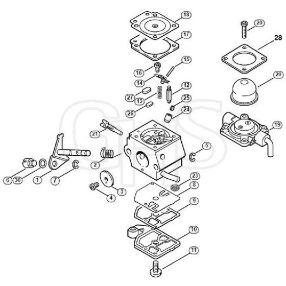 Genuine Stihl FS80 / M - Carburetor C1Q-S56 (16.2001)