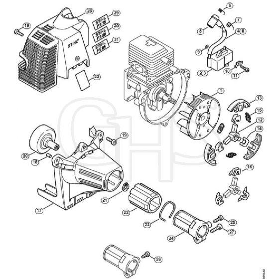 Genuine Stihl FS80 R / C - Ignition system, Clutch