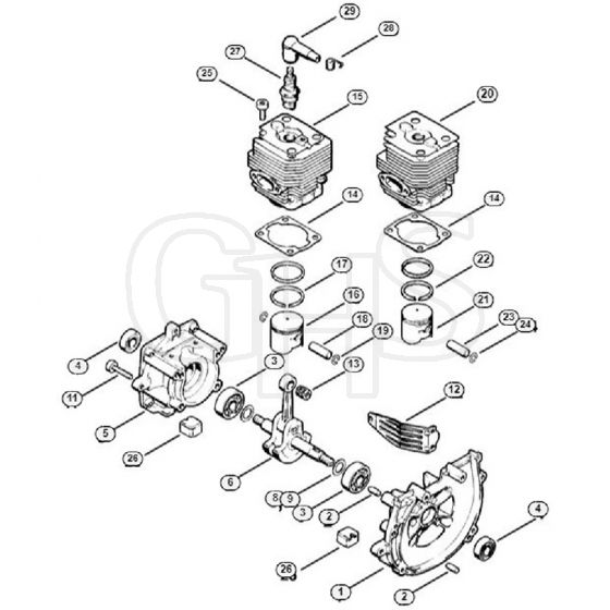 Genuine Stihl FS81 / A - Crankcase, Cylinder