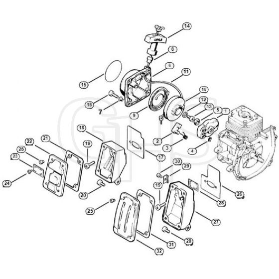 Genuine Stihl FS81 / B - Rewind starter, Muffler