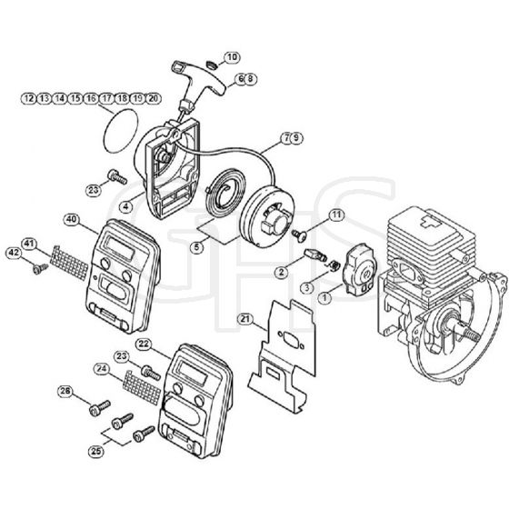 Genuine Stihl FS85 / B - Rewind starter, Muffler