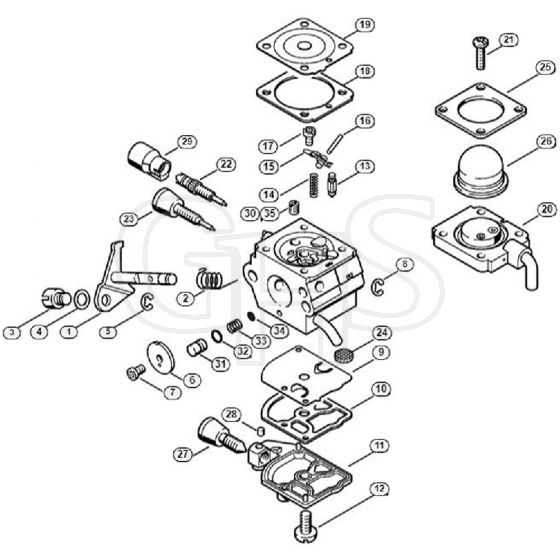 Genuine Stihl FS85 T / K - Carburetor C1Q-S80 BR (41.2017)