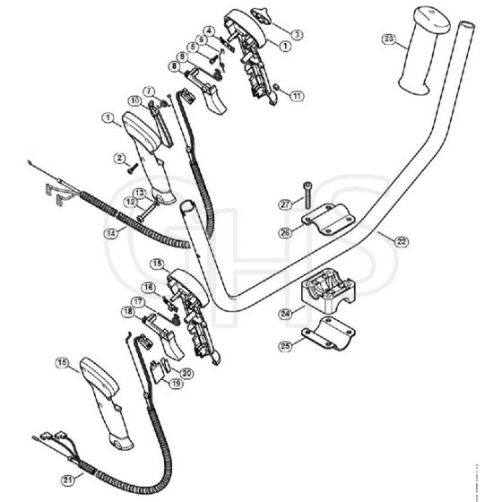 Genuine Stihl FS85 T / W - Bike handle USA, CDN, BR, PRC