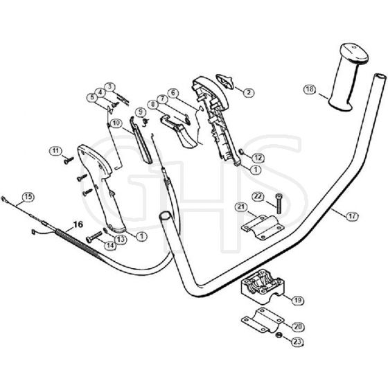 Genuine Stihl FS85 T / X - Bike handle (24.2002), (15.2003)