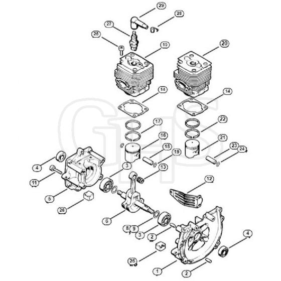 Genuine Stihl FS86 / A - Crankcase, Cylinder