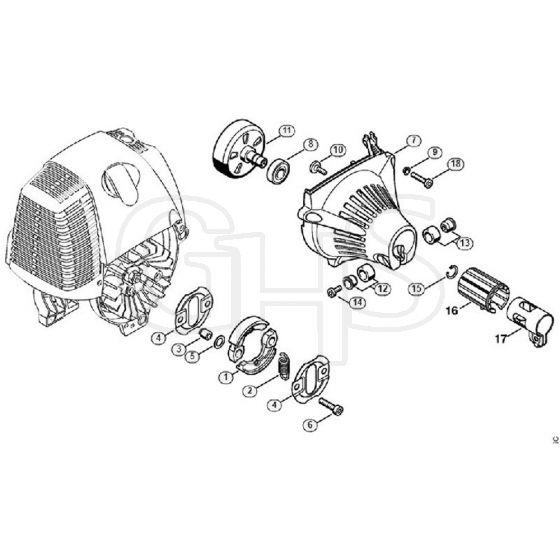 Genuine Stihl FS87 / F - Clutch, Fan housing