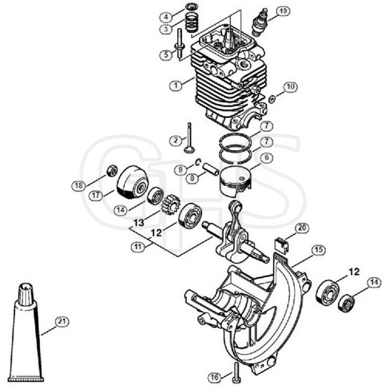 Genuine Stihl FS87 R / A - Cylinder, Engine pan