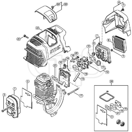 Genuine Stihl FS91 R / C - Muffler, Air filter