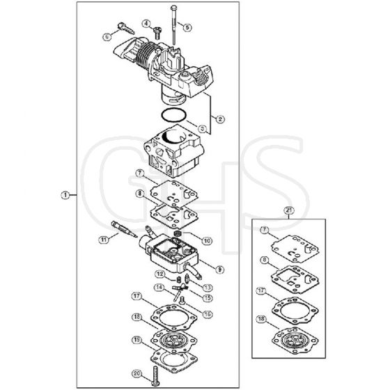 Genuine Stihl FS94 C-E / D - Carburetor RC2-S243 up to serial number 514309587