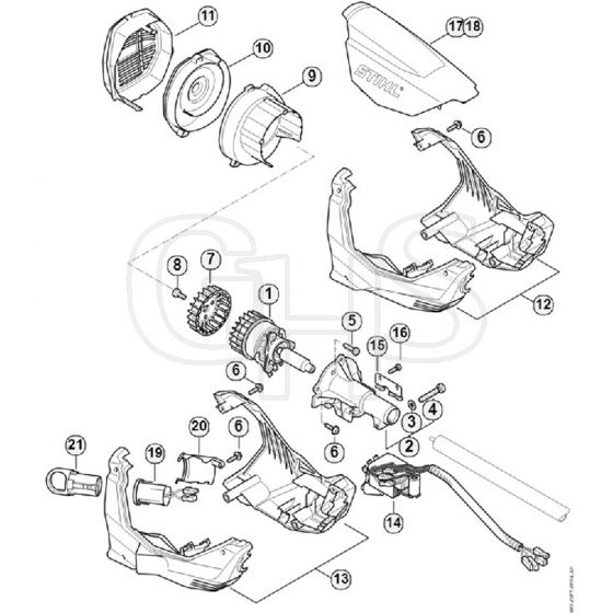 Genuine Stihl FSA130 R / A - Electric motor, Motor housing