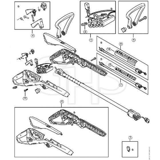 Genuine Stihl FSA45 / A - Handle housing, Battery, Drive tube assembly