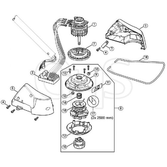 Genuine Stihl FSA85 / C - Electric motor, Cutting head