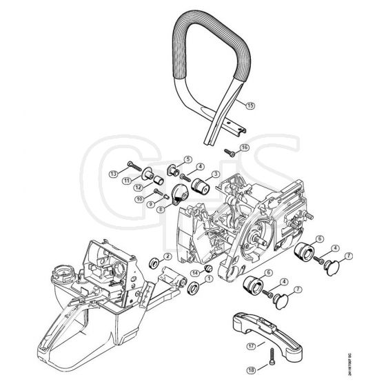 Genuine Stihl GS461 / H - AV system, Handlebar