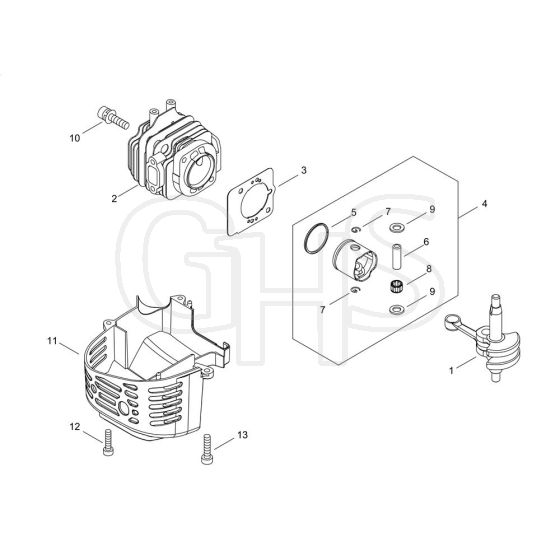 Cylinder, Piston, Crankshaft