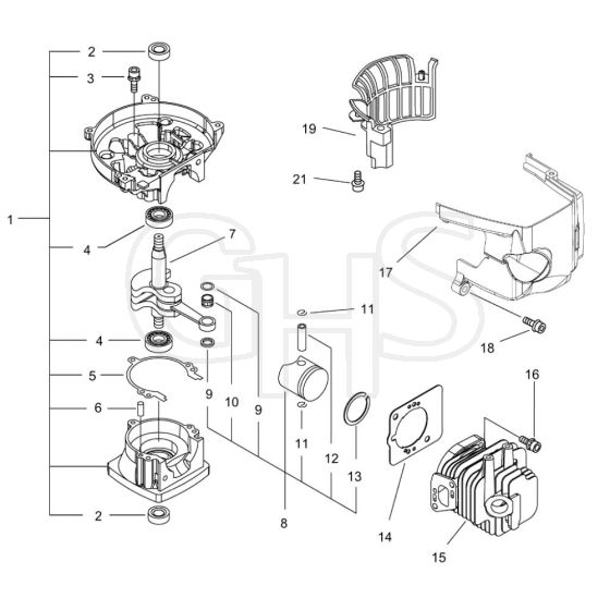 Cylinder, Crankcase, Piston