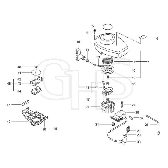 Starter, Magneto, Clutch (S/N 36008411 and after)