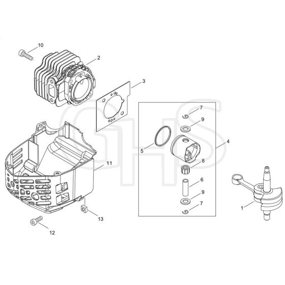 Cylinder, Piston, Crankshaft