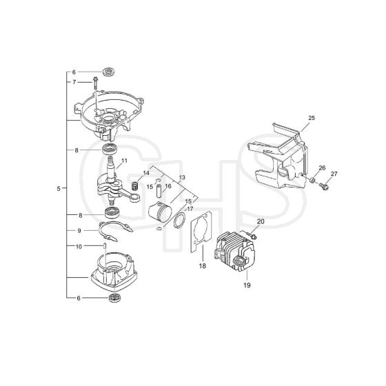 Cylinder, Crankcase, Piston