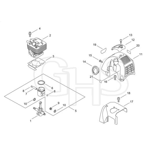 Cylinder, Piston, Crankshaft