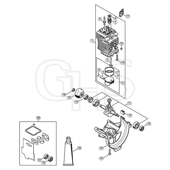 Genuine Stihl HL100 / A - Cylinder, Engine pan