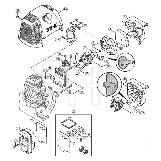 Genuine Stihl HL100 / D - Muffler, Air filter