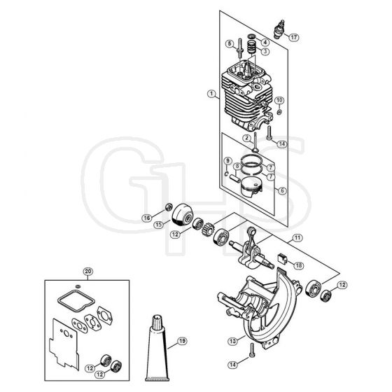 Genuine Stihl HL100 K / A - Cylinder, Engine pan