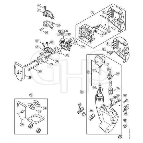 Genuine Stihl HL45 / F - Air Filter, Fuel Tank