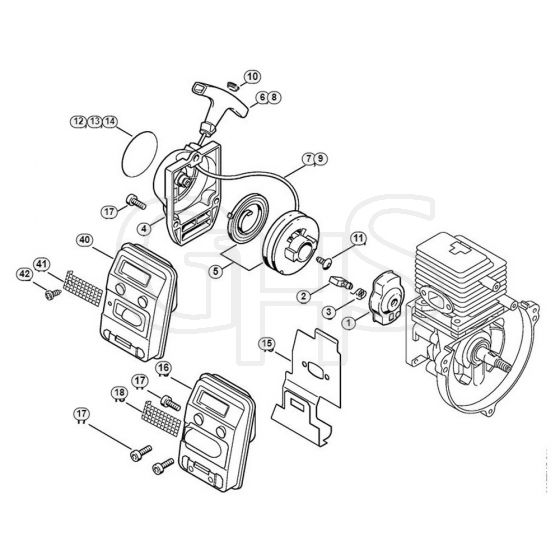 Genuine Stihl HL75 / B - Rewind Starter, Muffler