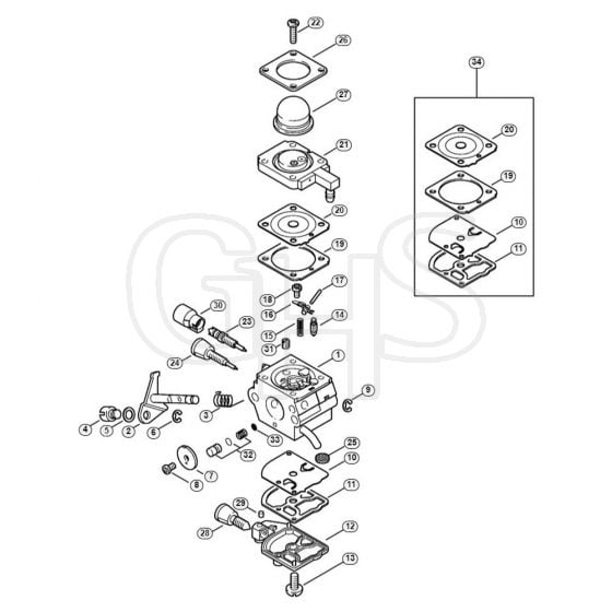 Genuine Stihl HL75 K / E - Carburetor 4137/22