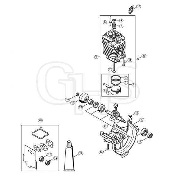 Genuine Stihl HL90 K / A - Cylinder, Engine pan