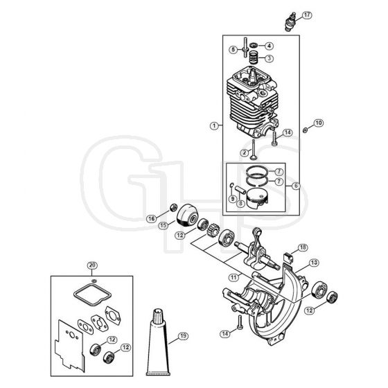 Genuine Stihl HL95 K / A - Cylinder, Engine Pan