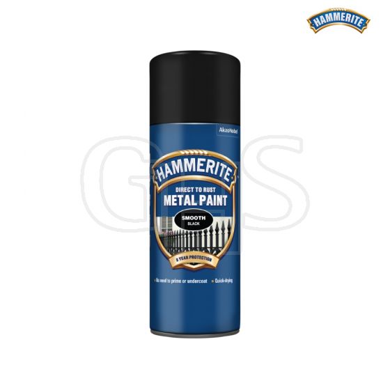 Hammerite Direct to Rust Smooth Finish Aerosol Black 400ml - 5092965