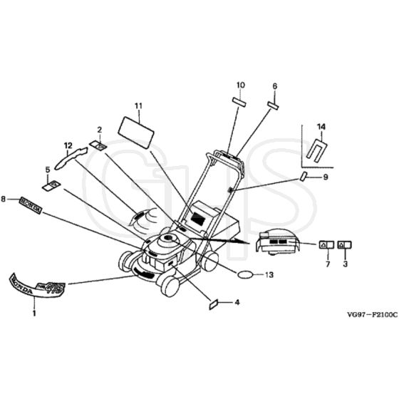 Honda HRB476C - SXE/A - MZCD 8500001-8510560 Label 2 Diagram