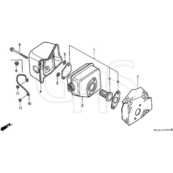 Honda HRB535 - SXE - MZBA 6000001-6099999 Muffler Diagram