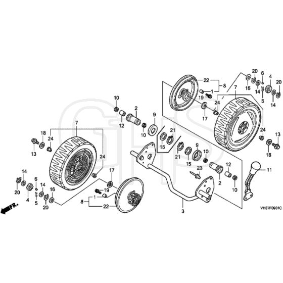 Honda HRG415C3 (IZY) - SDEE - MABF 1400001- Rear Wheel - Self Propelled (SDEE Only) Diagram