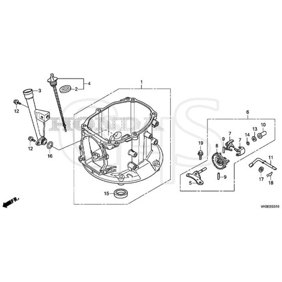 Honda HRG416C1 - PKEH -  Crankcase Diagram