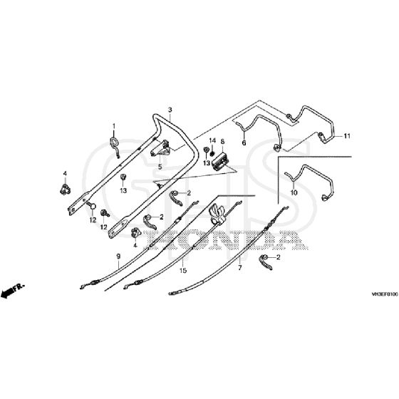 Honda HRG466C1 - SKEH -  Handle Pipe Diagram