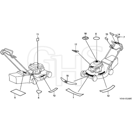 Honda HRG536C3 - SDEA/A - MZCG 6526797-6599999 Label (2) Diagram