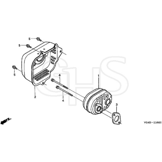 Honda HRG536C6 - SDEA - MZCG 7660001- Muffler Diagram