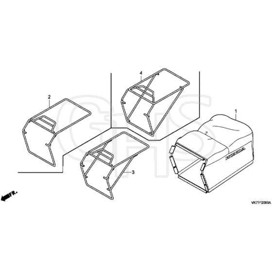 Honda HRX426C - QXE - MATF 1030001- Grass Bag Diagram